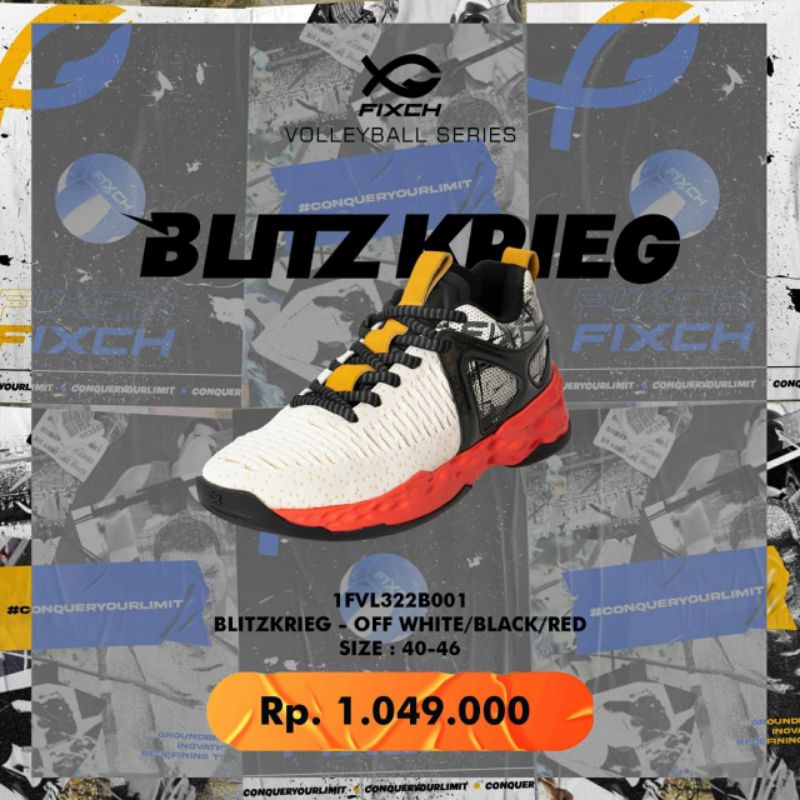 Sepatu Voli Fixch Blitzkrieg Off White/Black/Red 1FVL322B001