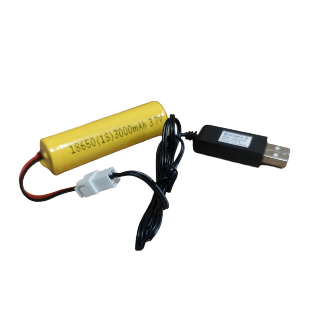 Paket Kabel USB + Baterai Mainan Anak RC/ Speaker &amp; Elektronik Lainnya 1X 18650 3000mAh 3.7V BMS 1S 4.5A KONEKTOR JST XH 2 PIN