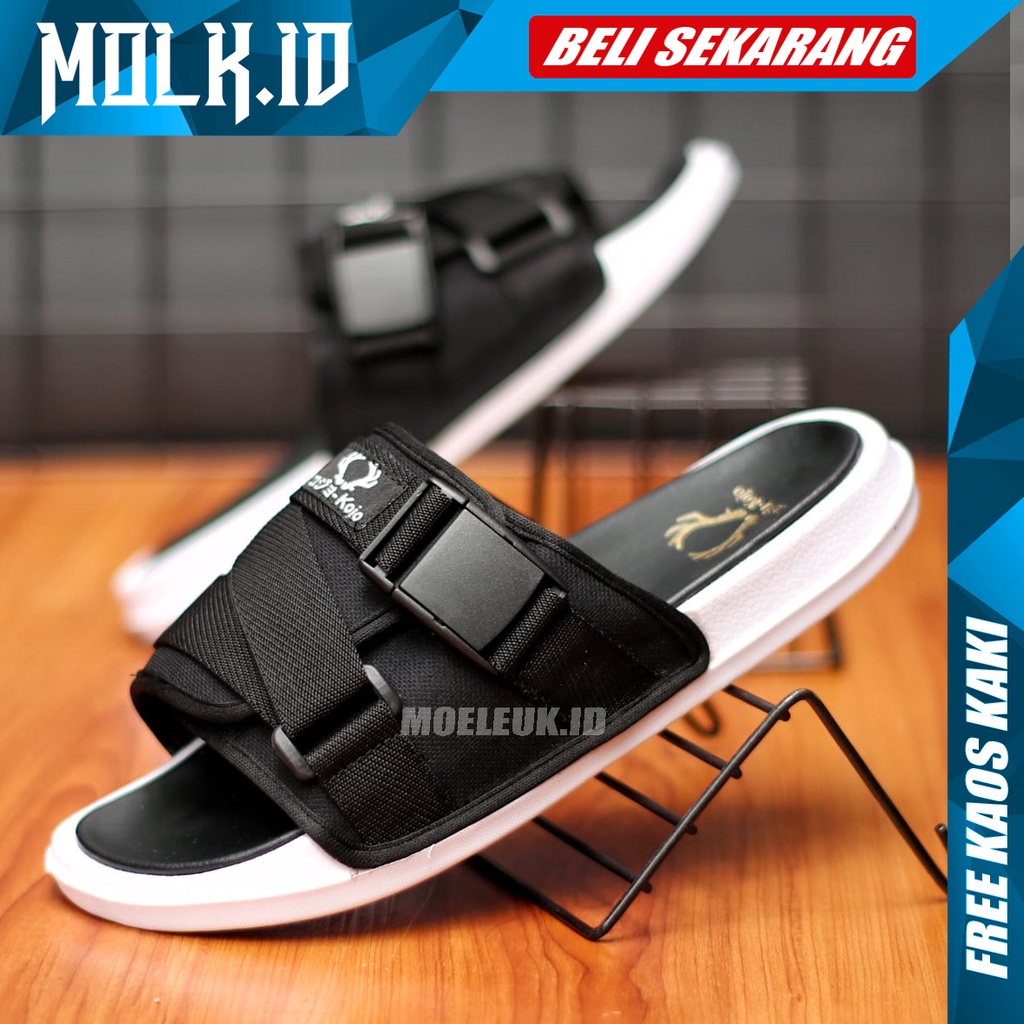 MOLK Sendal Pria Slide Distro Original Kekinian Sandal Cowok Trendy Simple Murah Anti Slip