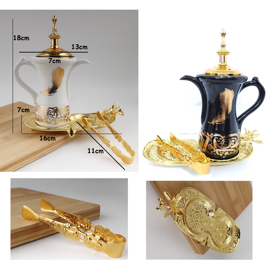 Tempat Bakar Dupa Model Teko Putih Bahan Keramik Arab Kaligrafi