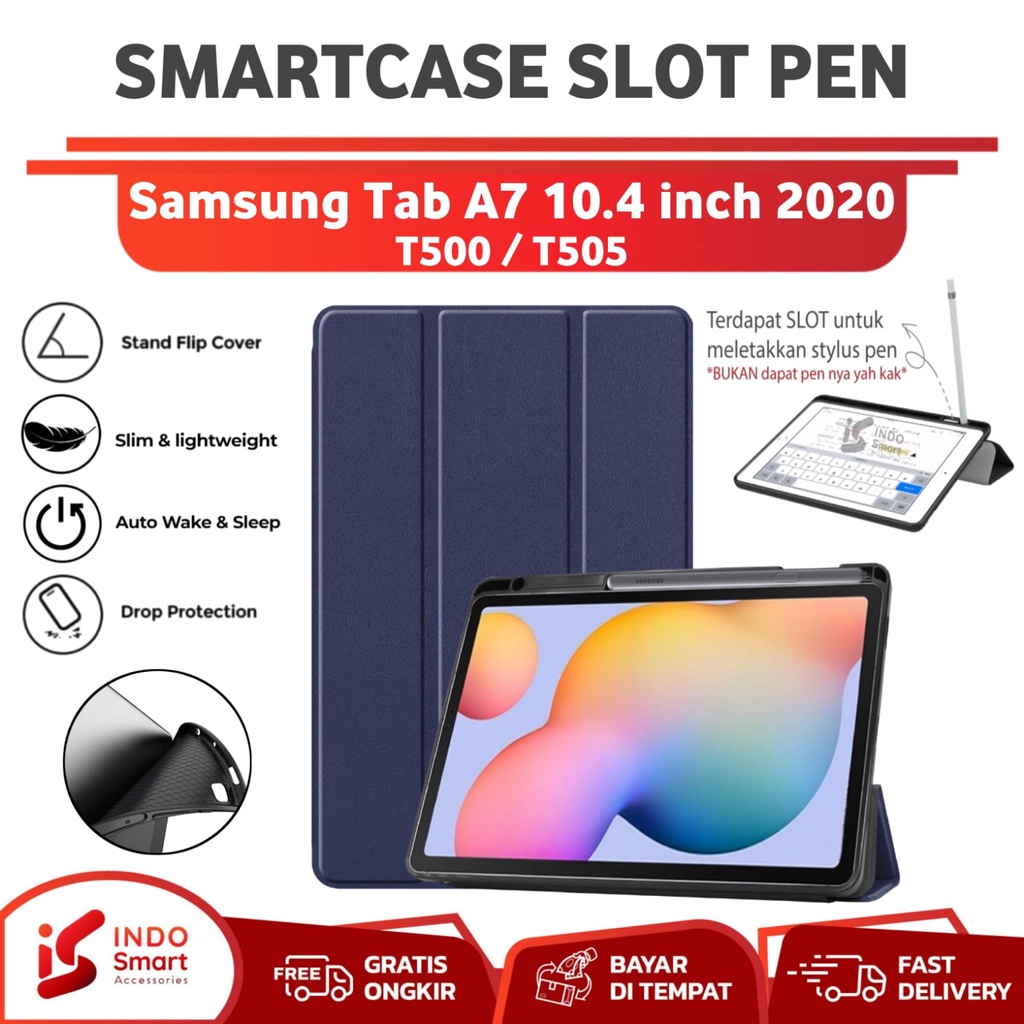 Case Samsung Tab A7 / Samsung Galaxy Tab A7 / Tab A7 10.4 2020 T505 T500 SmartCase Slot Pen Flip Boo