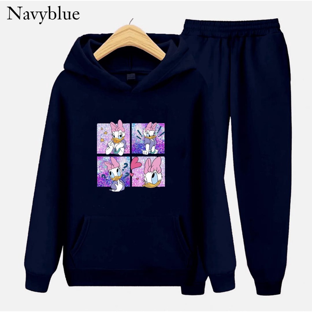 Hzl_outfit Setelan Sweater Hoodie Daisy Duck Anak Perempuan/ Setelan Sweater Anak Anak