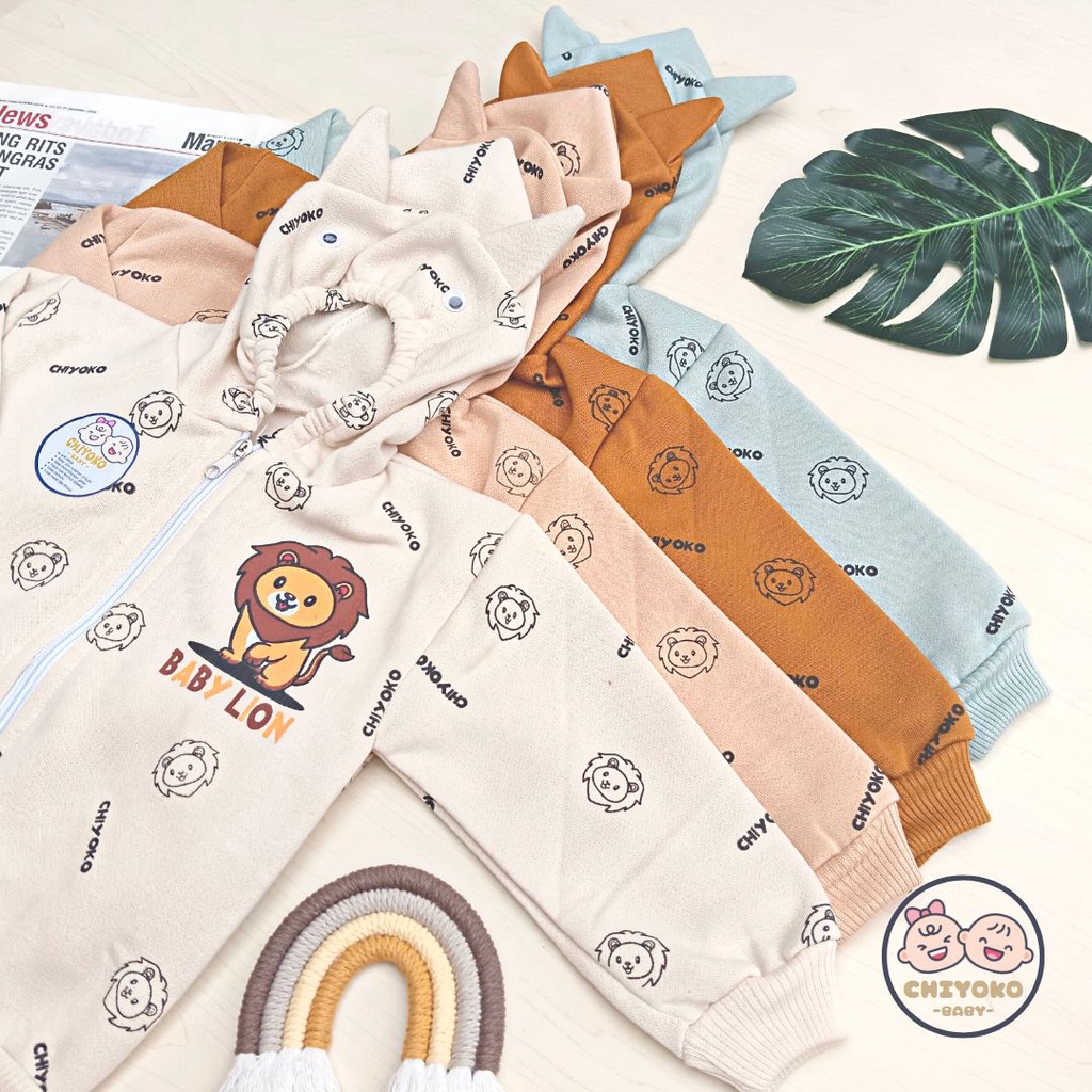 Jaket Hoodie Fleece Bayi, Sweater Anak Murah dan Hangat BABY LION Chiyoko Baby