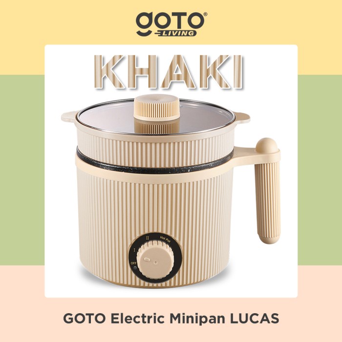 panci listrik Goto Lucas Panci Listrik Mini Fry Pan Hotpot Elektrik Kukus Serbaguna - KHAKI(R6M8) Pa