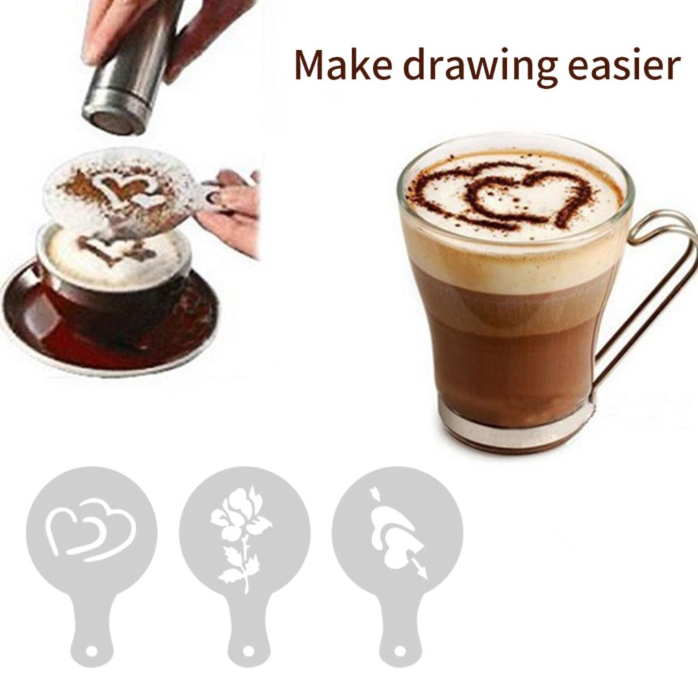 8 Pcs Cappuccino Kopi Stensil Cafe Busa Template Spray Latte Art DIY Cetakan