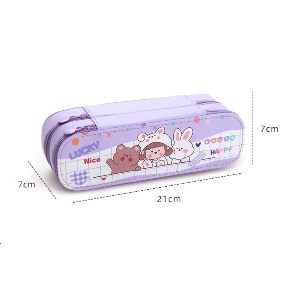 Pouch Pena Kotak Pencil Case Tempat Simpan Alat Tulis Organizer Warna Pastel OSM-ST0213