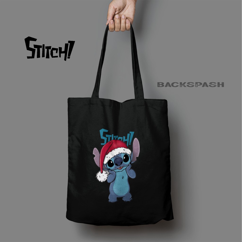 TOTEBAG KARTUN STICH HITAM BISA CUSTOM GAMBAR FOTO SENDIRI