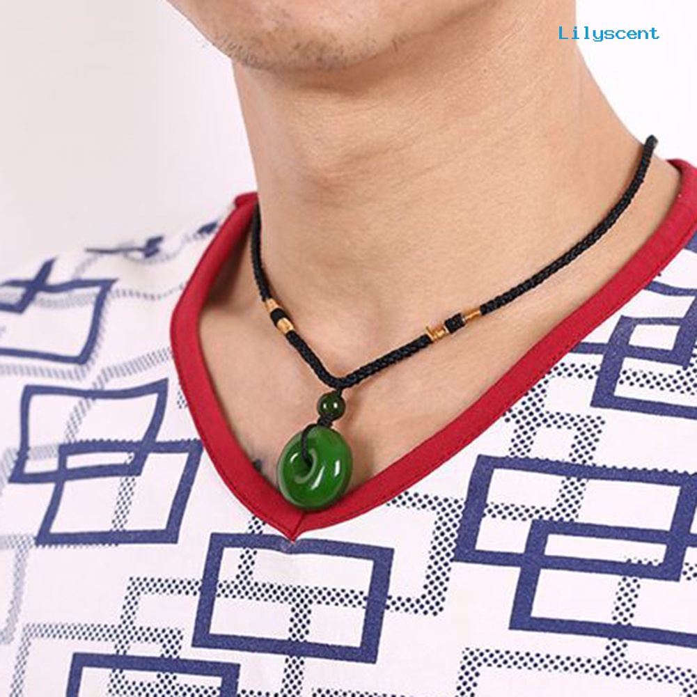 Ls Cina Faux Jade Yongshan Culture Safety Buckle Pendant Kalung Perhiasan Hadiah