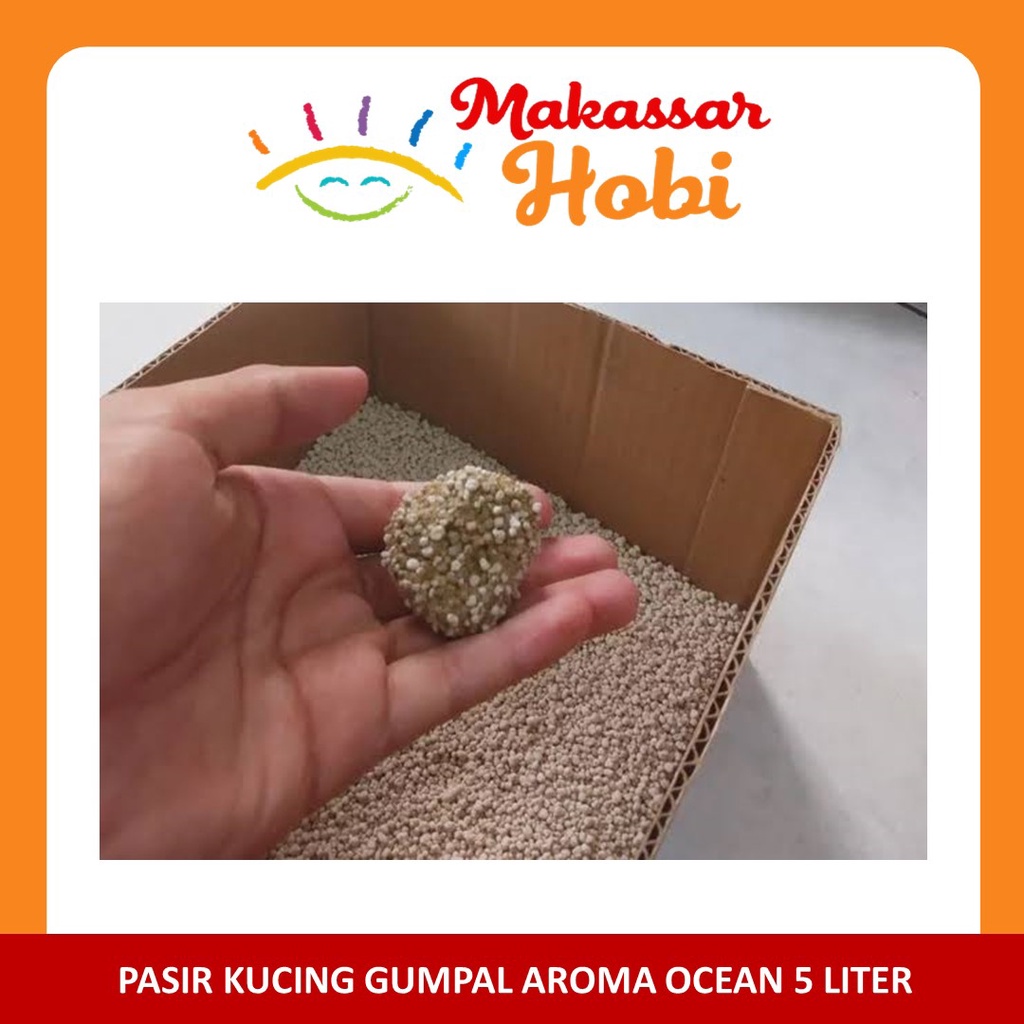 Pasir Kucing Gumpal Wangi OCEAN 5L 5 Liter Aroma Bentonite Harum Murah
