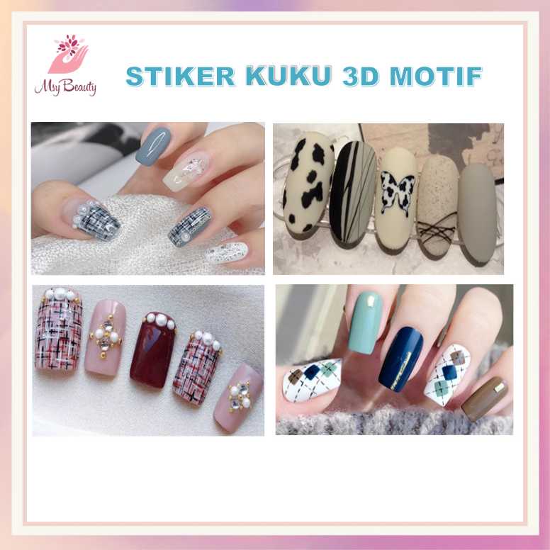 MSY Stiker Kuku 3D Miss Colour Motif Butterfly/Motif Zebra/Motif kotak-kotak Seni Kuku/Nail Sticker DIY