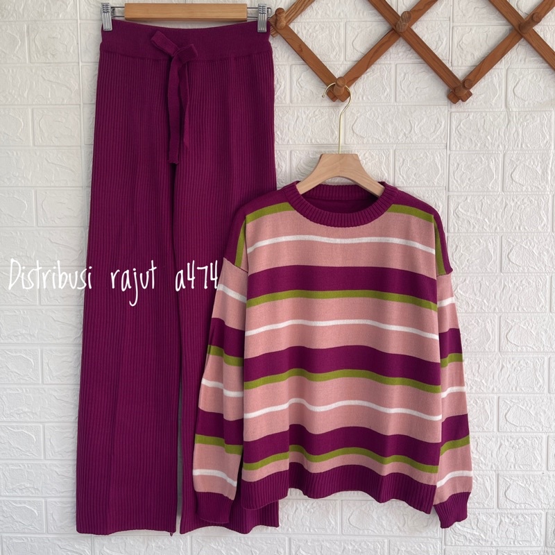 ONESET SWEATER RAJUT MARSAK SETELAN CELANA KULOT