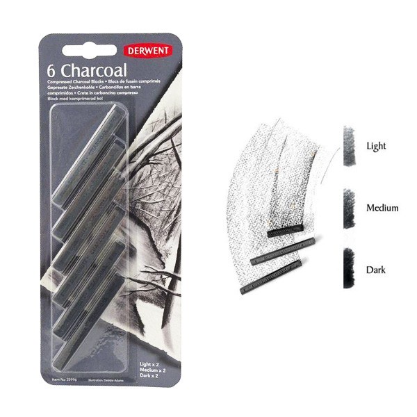 

Charcoal Derwent Compressed Charcoal Blocks Blister Pack Of 6