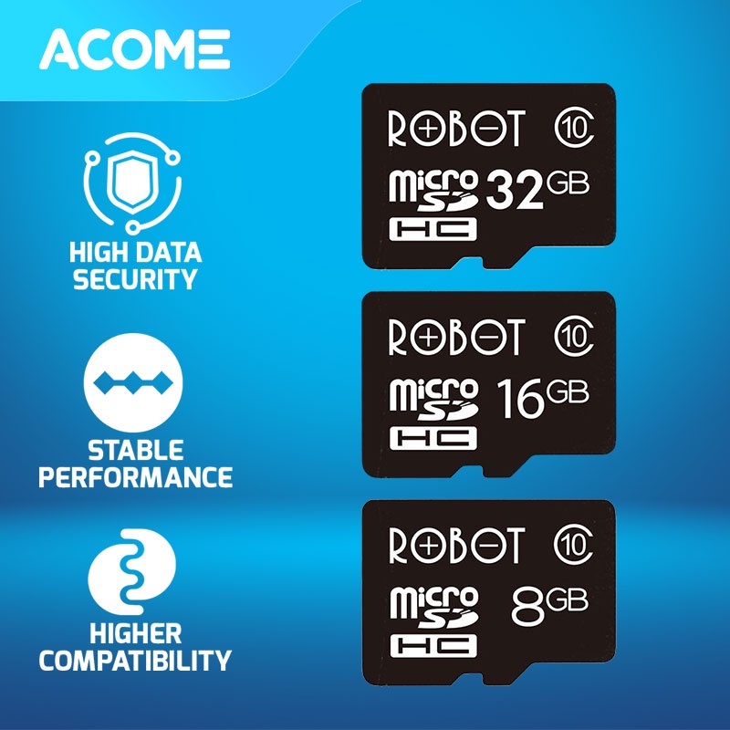 DSTECH - ROBOT Memory Card Kartu Memori HP Micro SD Card 8GB 16GB 32GB Class 10 Speed with Package