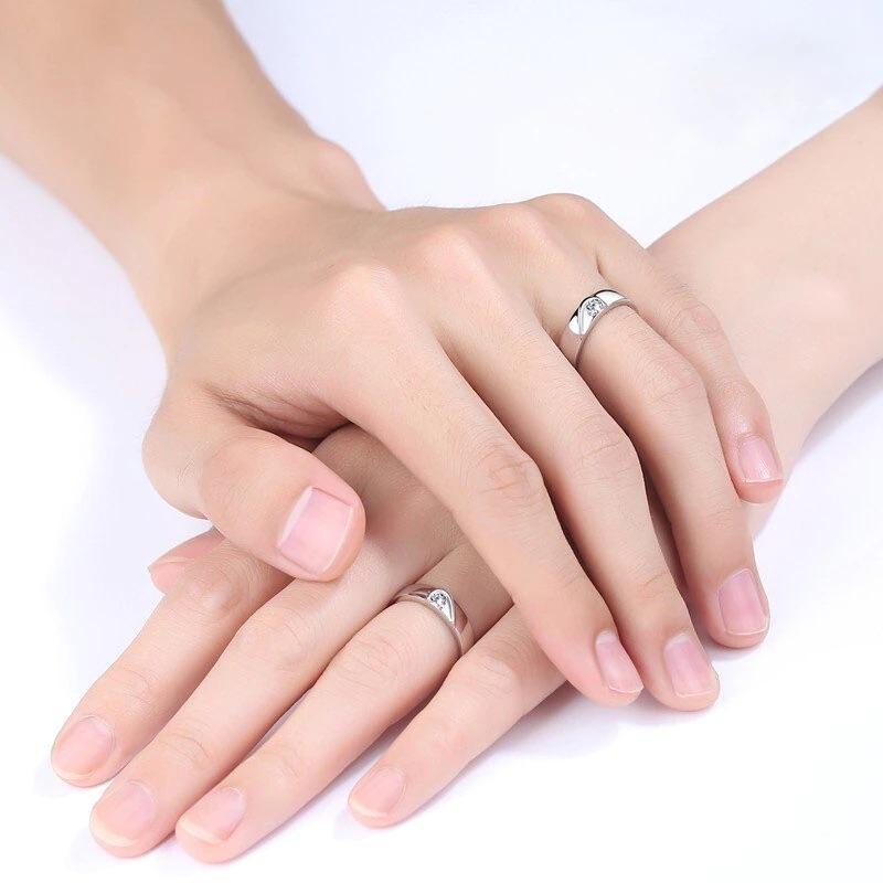 Cincin Couple Pasangan 2 Pcs / Set Model Terbuka All Size Adjustable Mahkota Berlian Hati untuk Wanita