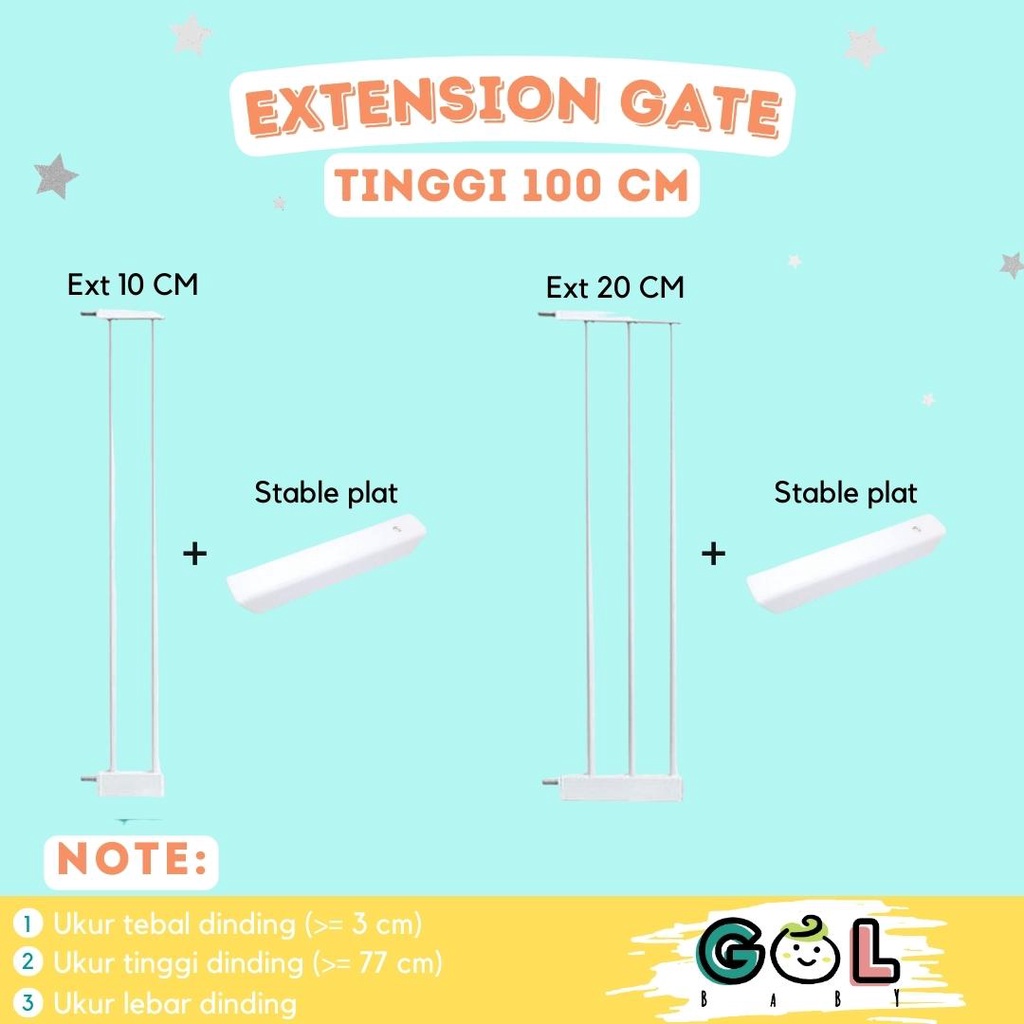 Safety Gate Extension 10cm &amp; 20cm -Safety gate pengaman tangga TINGGI 100CM