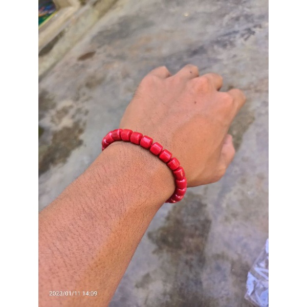 gelang red coral/marjan super original