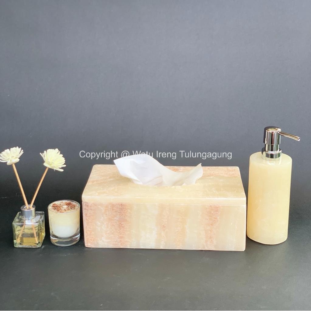 Paket Soap dispenser onyx set tempat tisu onyx