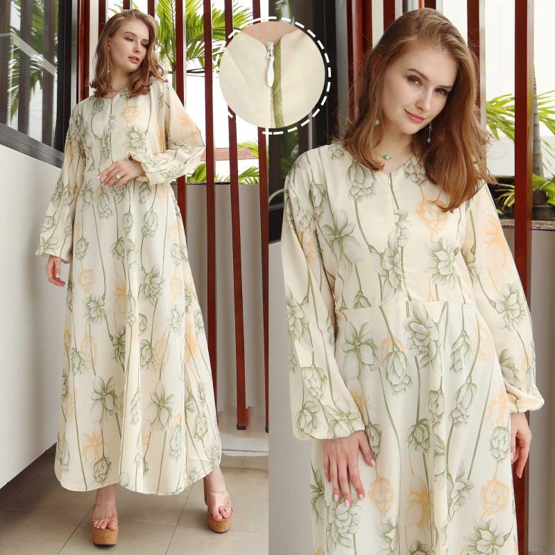 DRESS REBECCA FLOWER, MONALISA, GAMIS HIJAB MUSLIM, DRESS MAXY