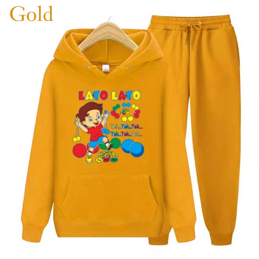 Hzl_outfit Setelan Hoodie Sweater Anak Anak Lato Lato Tek Tek Tek S.M.XL BAYAR DITEMPAT/COD