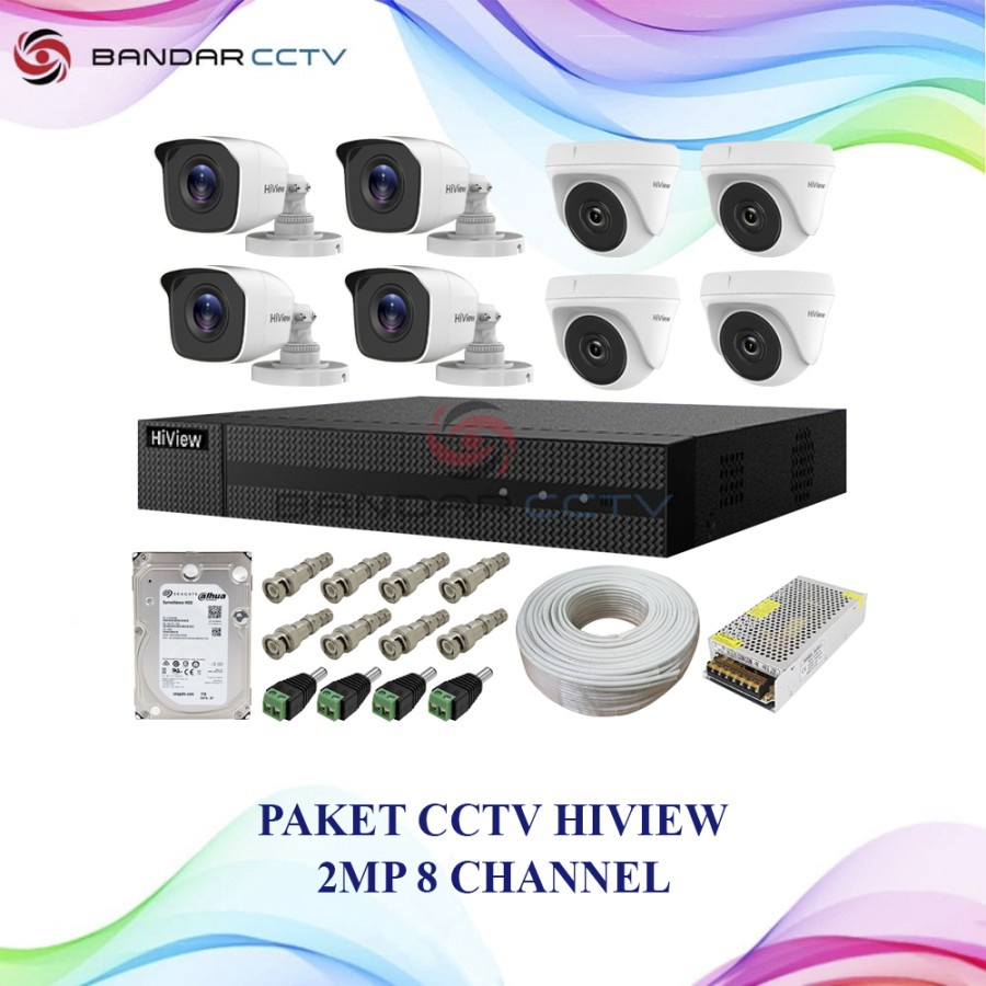 PAKET KAMERA CCTV HIVIEW 2MP 8 CHANNEL 1TB