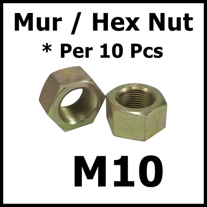 Per 10 Pcs Mur Hex Nut M10 10mm 10Pcs