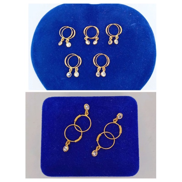 anting knip + gantungan mp / anting perak asli silver 925 lapis emas / anting fashion baby