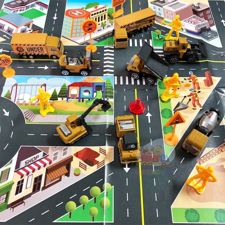 Mainan Anak Laki laki mobil Truk Set - Vehicle Construction Truck Playmat