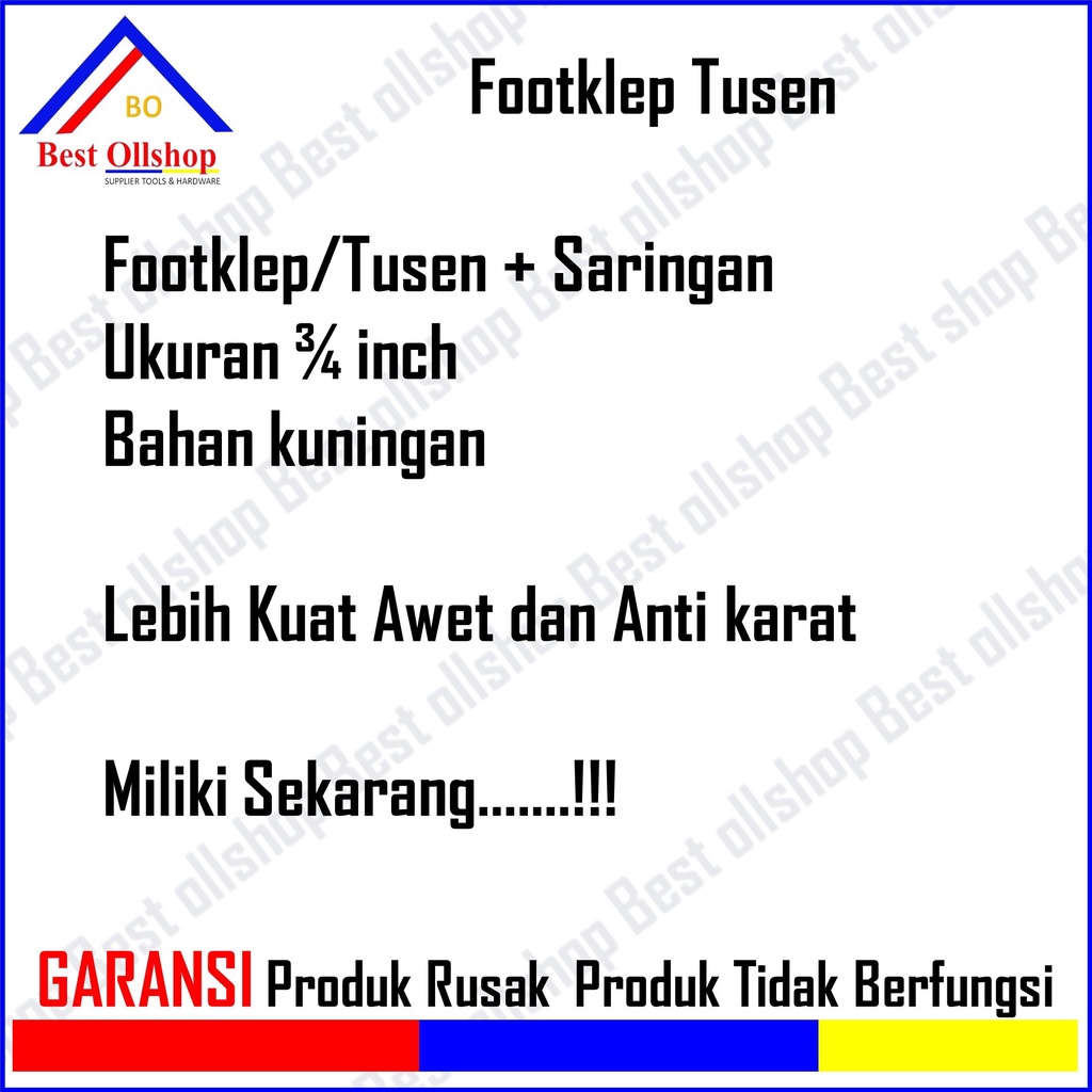 Foot Klep Kuningan 1/2&quot; 3/4&quot; 1&quot; Inch Foot Valve Tusen Klep Footklep Saringan Tandon Bawah 3/4 Inch