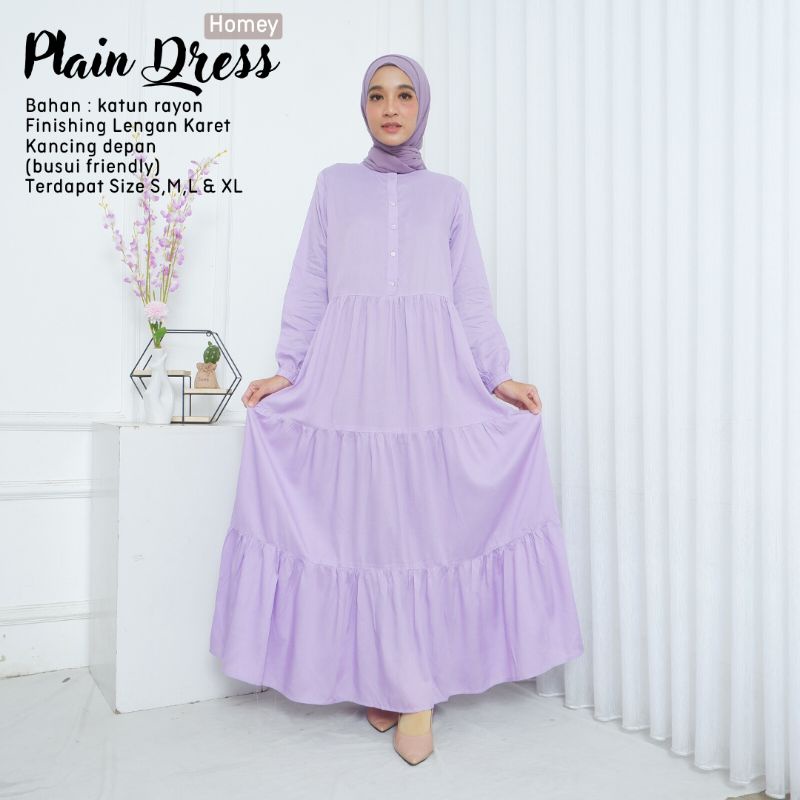 New - Homey Dress Polos Murah Gamis Dewasa Polos Jumbo Termurah Bahan Katun Rayon Premium Nyaman Dipakai | Bisa Cod