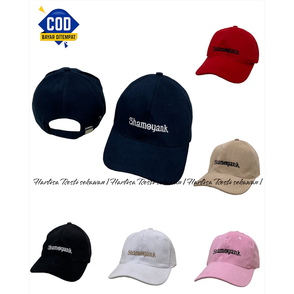 TOPI BASEBALL HAT BORDIR SHAMOYANK PRIA WANITA DEWASA TALI CAKOP BESI ANTI KARAT