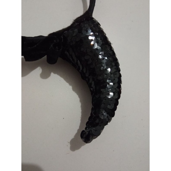 Halloween tanduk devil metalik sequin