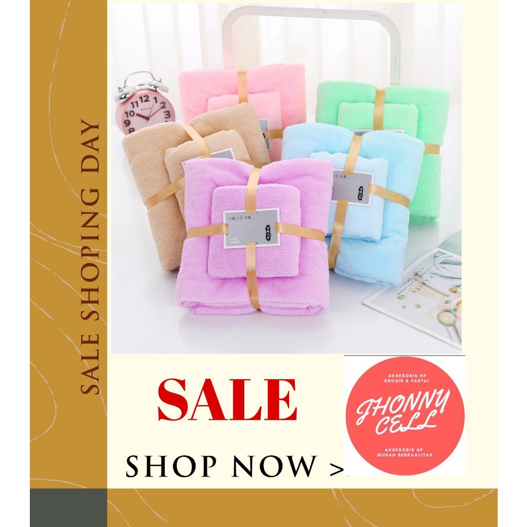 (JC) Handuk Korea Set 2in1 Handuk Mandi &amp; Wajah Handuk Mandi Dewasa