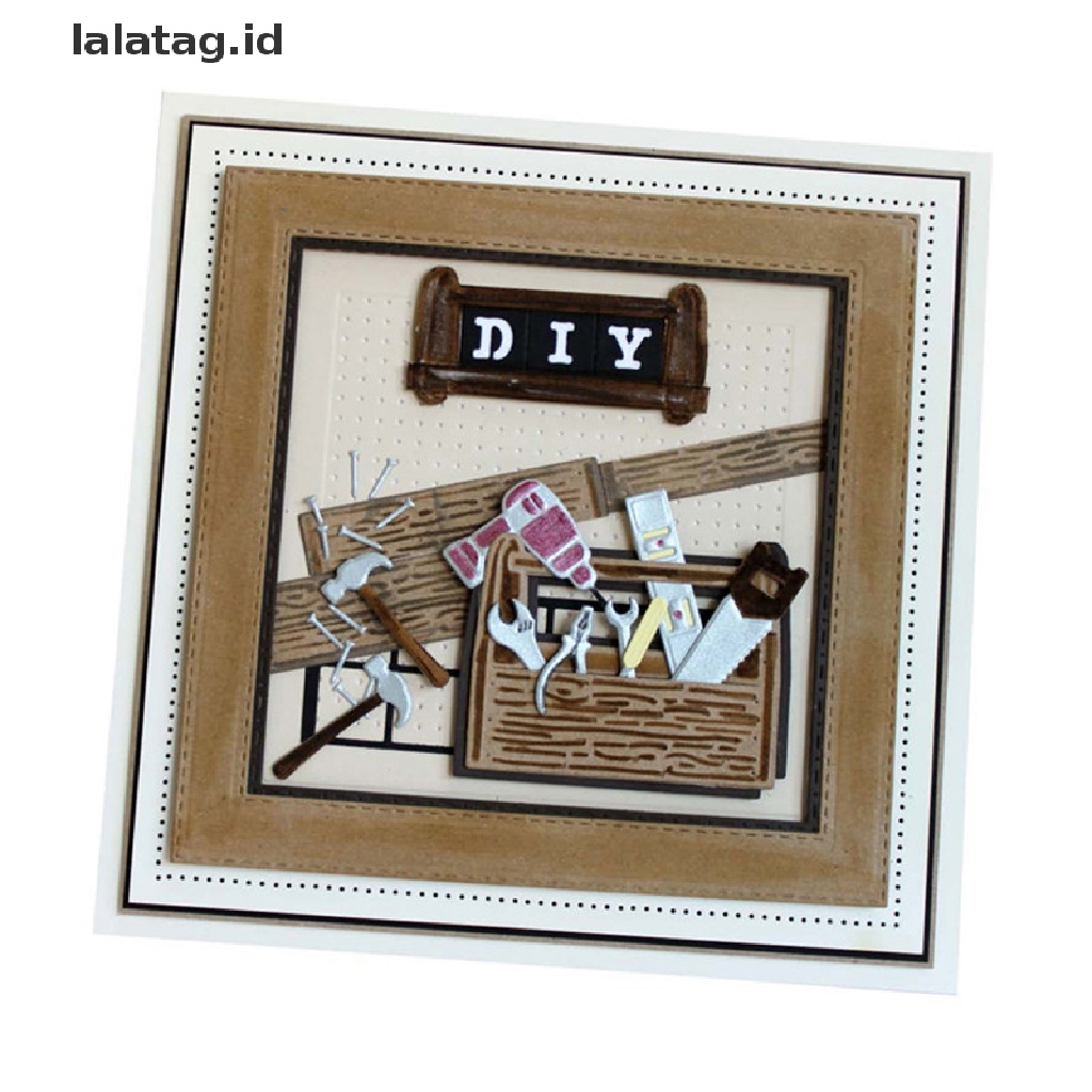 [lalatag] Brief 12pcs/Set Kebutuhan Dalam Tool Box Cutg Dies Stensil Untuk Kerajinan Foto Scrapbook DIY [ID]