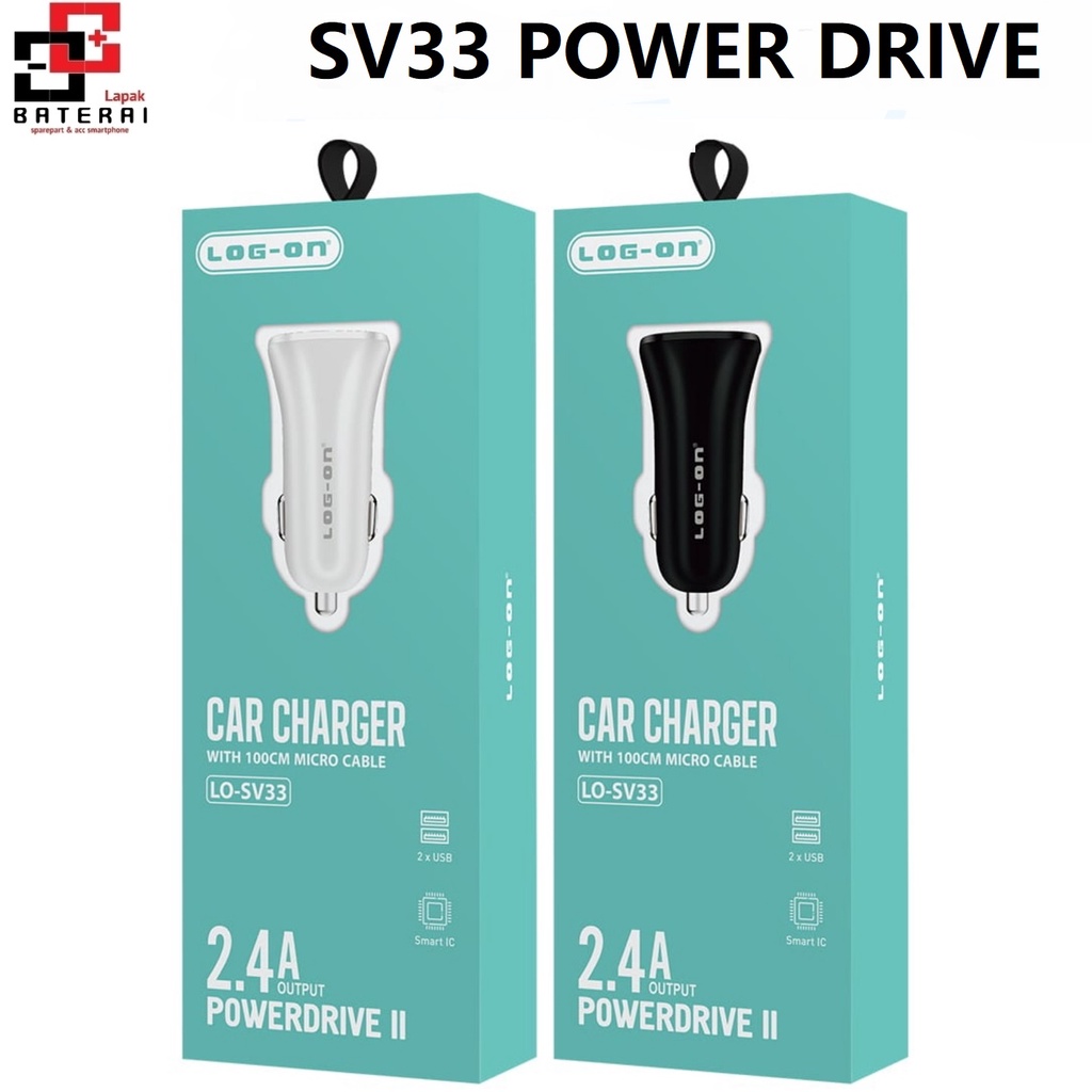 LOG - ON SV33 Car Charger 2.4A 2output With Smart IC | Saver | Casan Mobil / motor