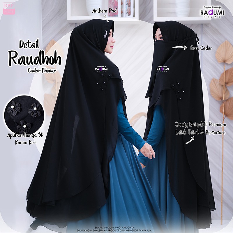 Jilbab Syar'i Instan Raudhoh Cadar Khimar Raqumi Hijab