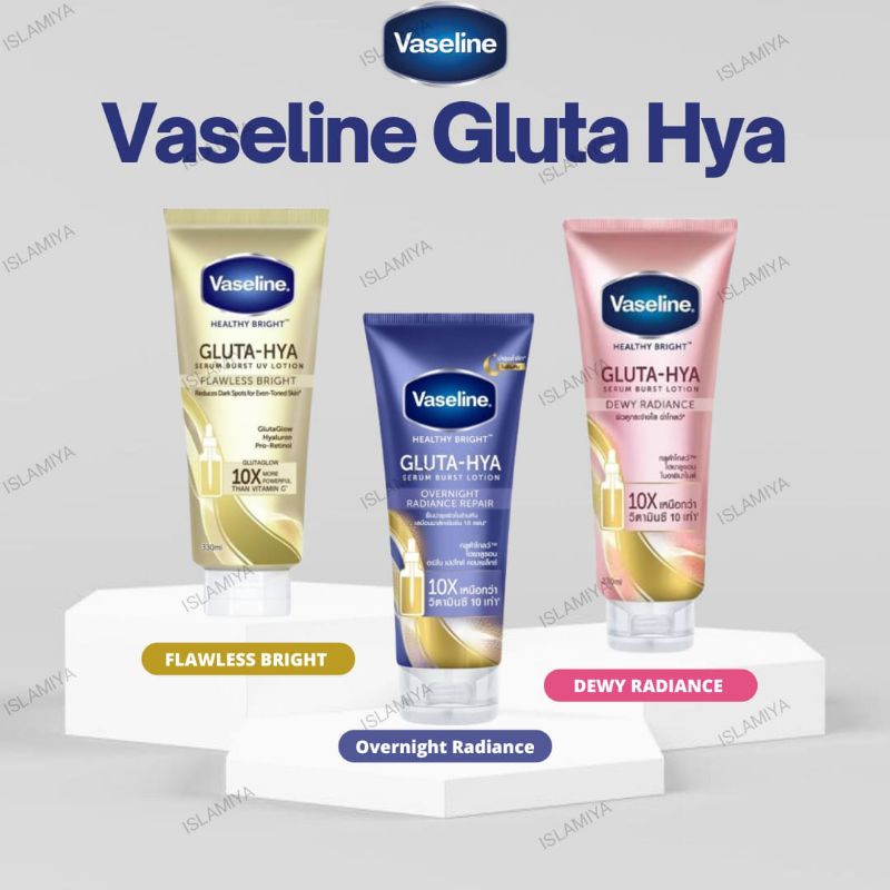 Vaseline Gluta-Hya Healthy Bright​ Serum Burst UV Dewy Radiance - Flawless  Glow Lotion - Overnight  Radiance  Repair 200 ml 330 ml