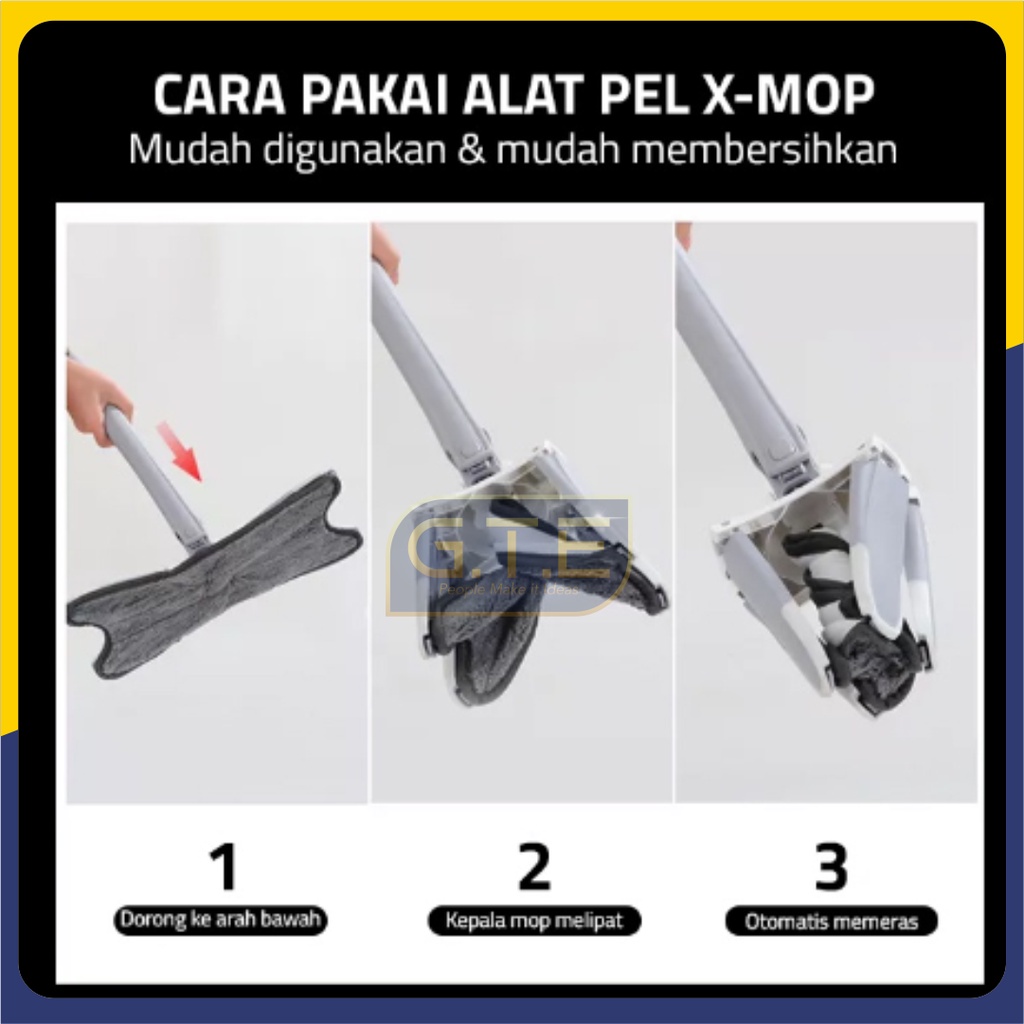 GTE | Alat Pel peras Praktis mop magic bentuk Light X-shape Mop/ pel putar twist mop