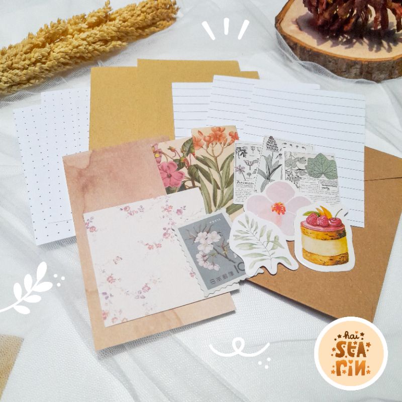 Aesthetic Journal Kit | Paket Dekorasi Jurnal Scrapbook Vintage | Kertas & Stiker Murah