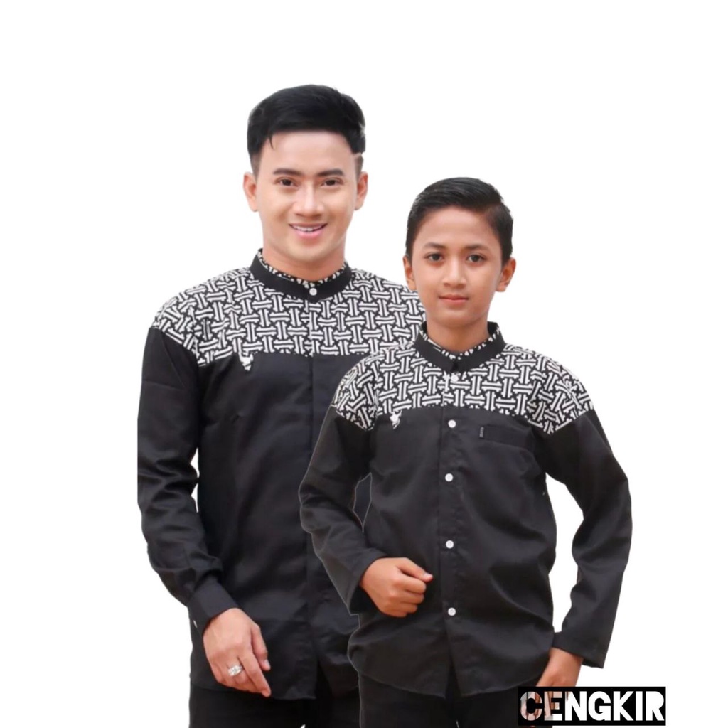 Baju Muslim Couple Koko Dewasa dan Anak Laki Laki Lengan Panjang Bahan Katun