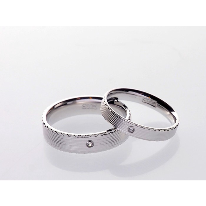 Cincin Couple Perak Sterling 925 berlapiskan emas putih/kuning 011