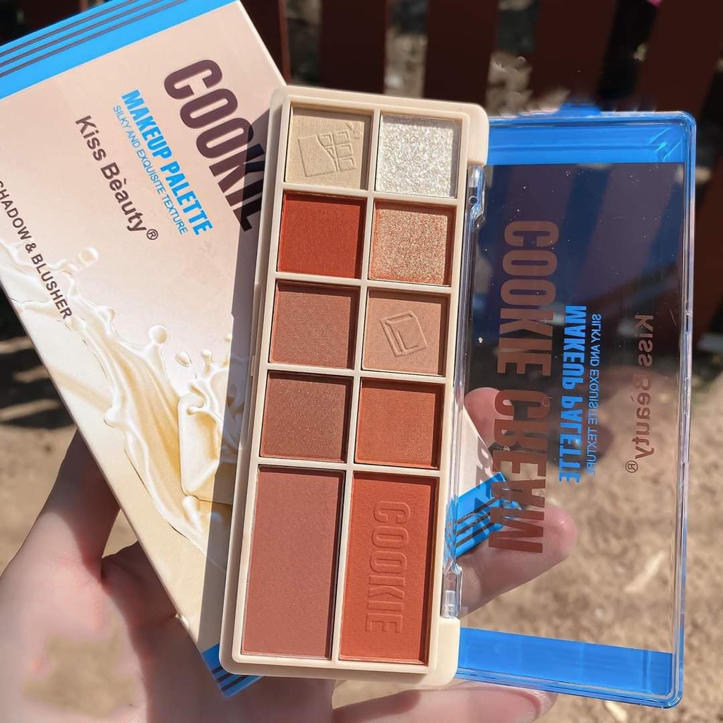 Jual Eyeshadow Dan Blush on kiss beauty makeup pallete Cookie Cream
