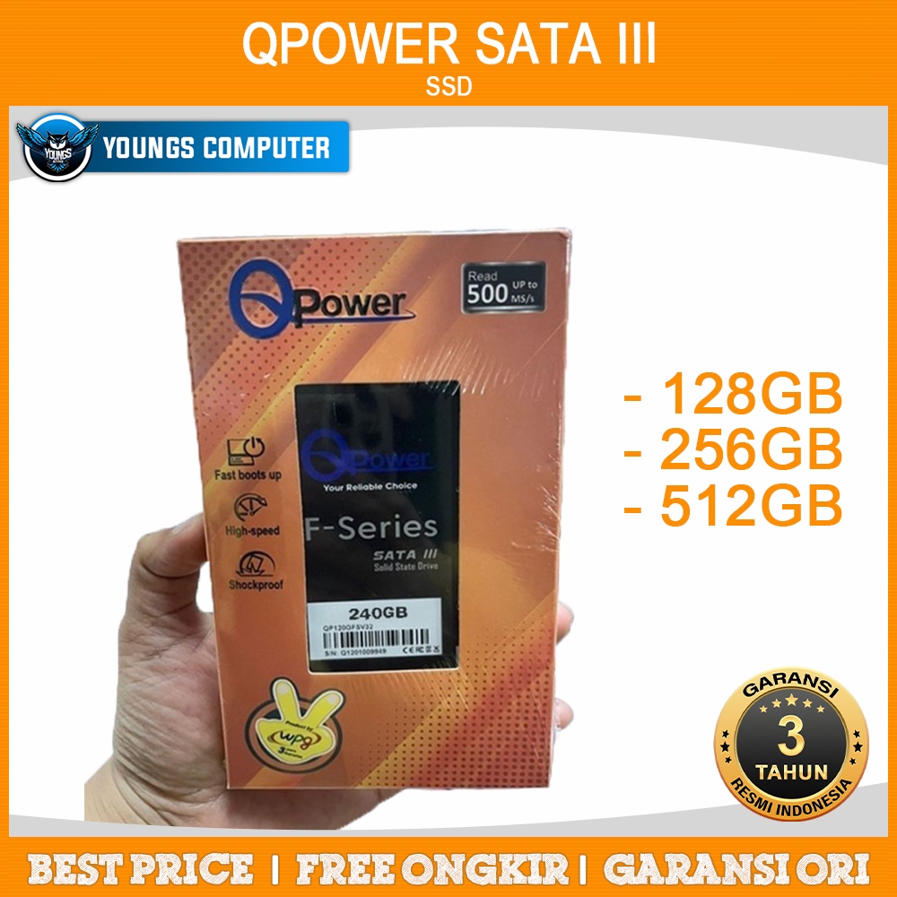 SSD QPOWER 2.5&quot; SATA ( 128GB / 256GB / 512GB ) - Garansi 3 Tahun