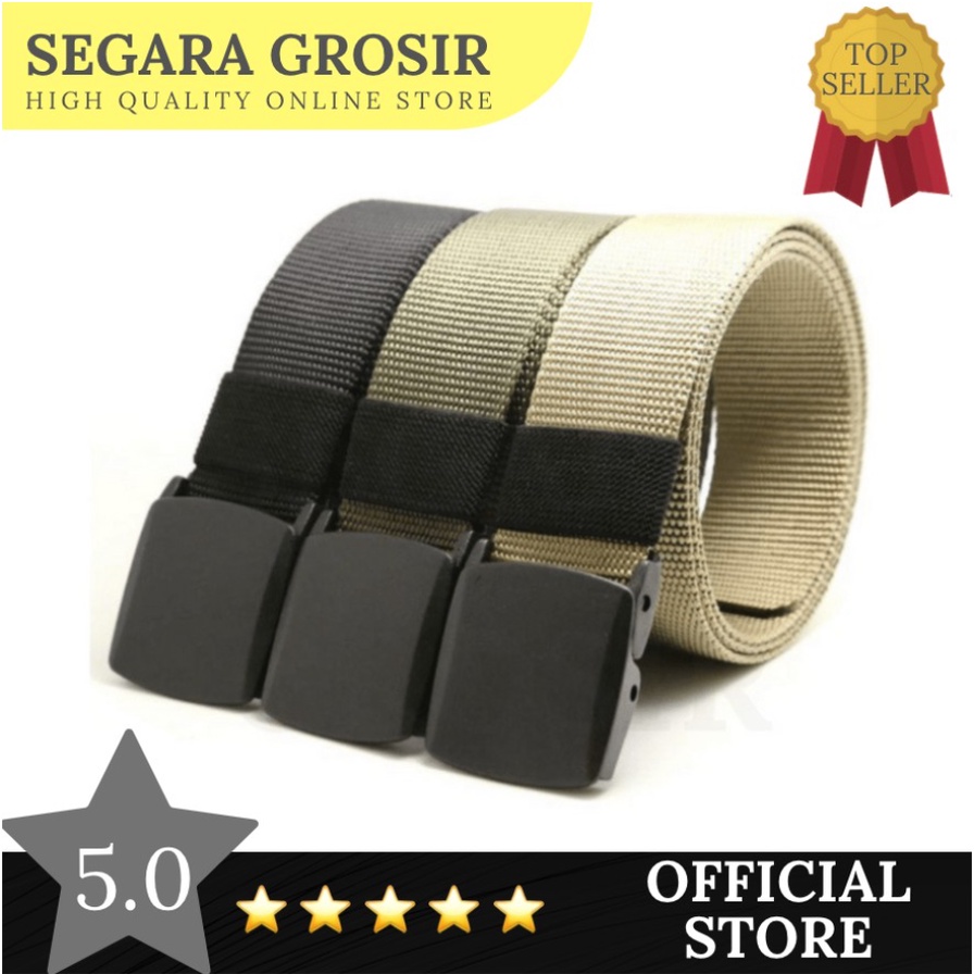 Ikat Pinggang Pria Warna Coklat Nylon Canvas Anti Metal Detector Sabuk Gesper Men Belt