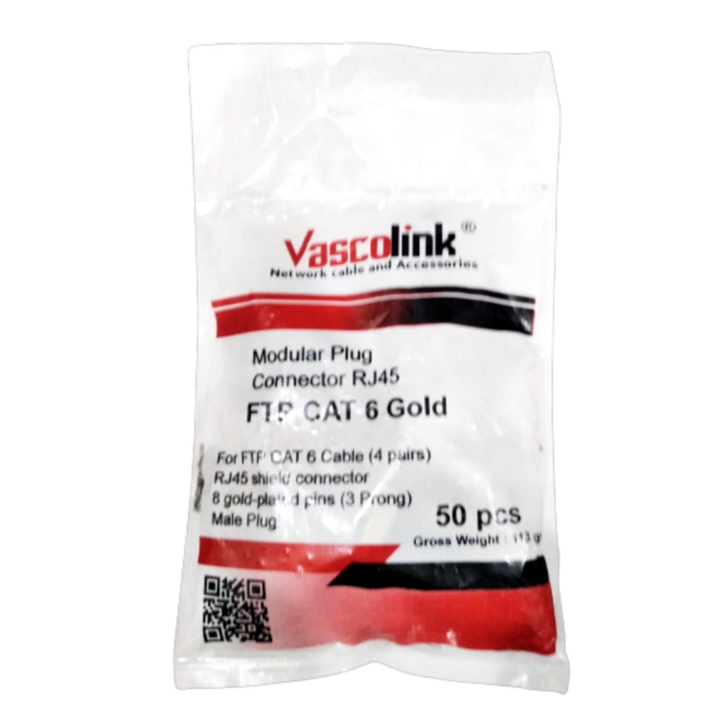 Vascolink GOLD-FTP-C6 Konektor STP FTP Gold Cat 6 Cat6 Cat 6e Cat6e M