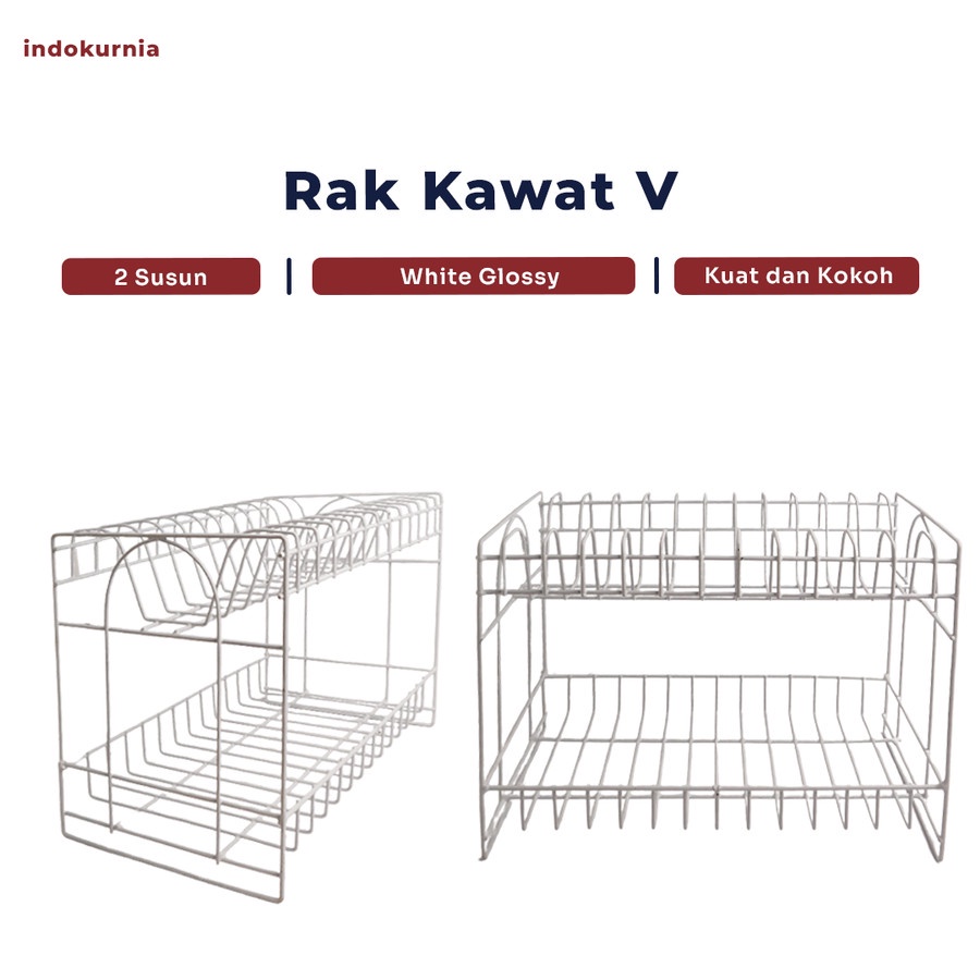 IK - Rak Piring Kawat SUSUN 2 TINGKAT RAK PIRING GELAS Model V MURAH