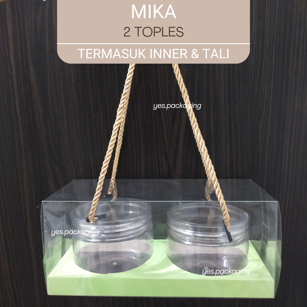 [2 TOPLES] MIKA TALI Box Kotak Hampers Kue Kering Toples Dessert Jar Mika Handle Tali Clear Transpar