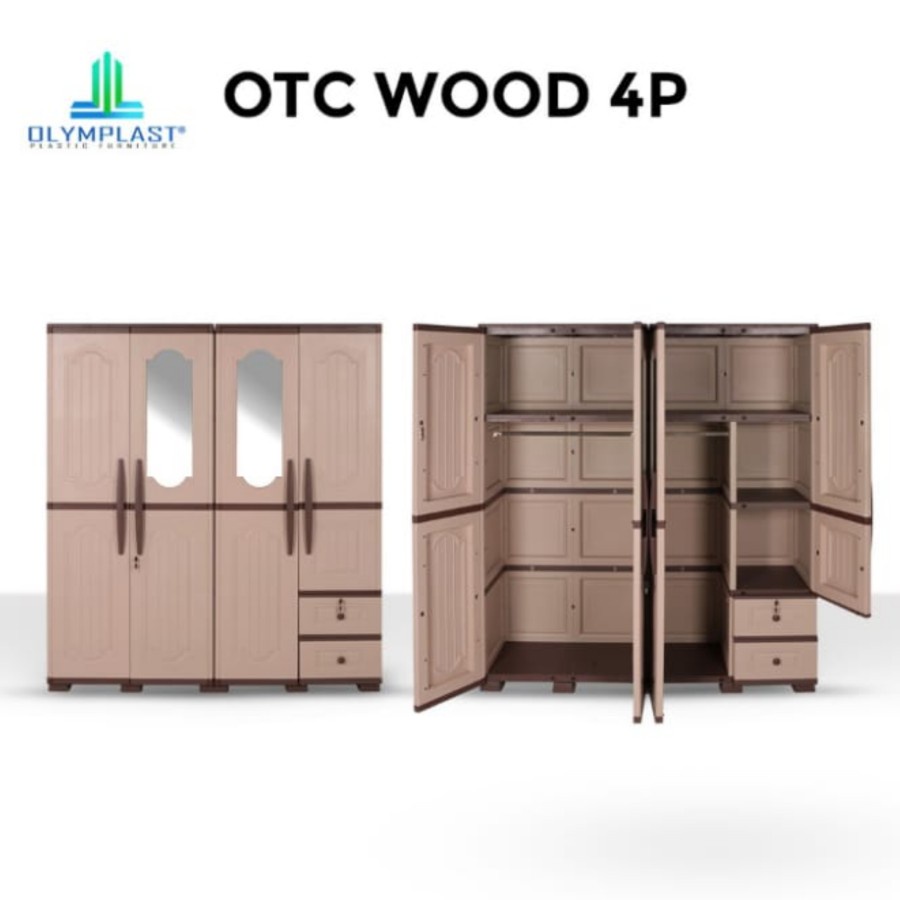 Lemari Pakaian Plastik Olymplast 4 Pintu OTC Wood 4P