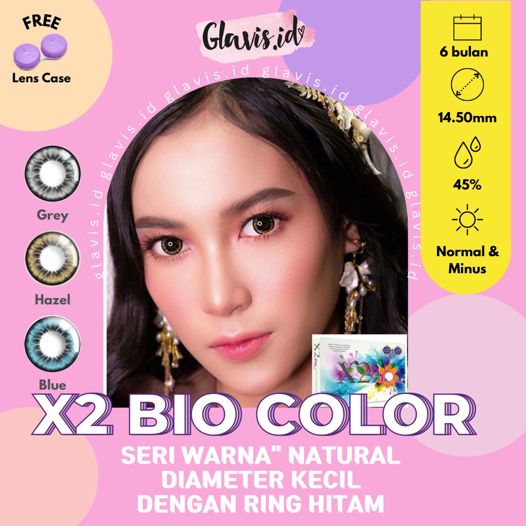 Softlens X2 Bio Color blue grey hazel 14.50mm lensa kontak ring natural