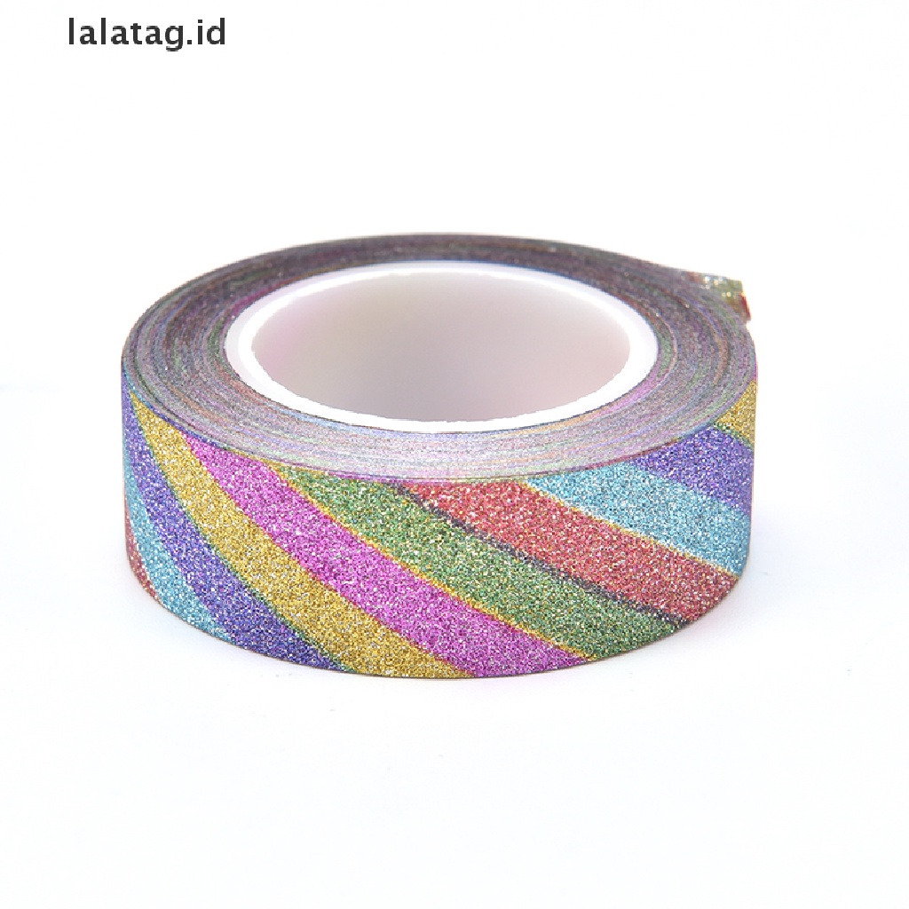 [lalatag] 10m glitter washi y paper ing tape label Perekat diy craft Hias [ID]