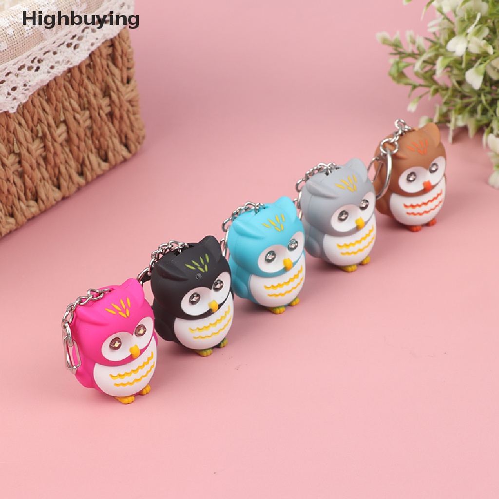 Hbid Cute owl Keyring LED Torch Dengan Lampu Suara Keyfob Hadiah Mainan Fashlight Keychain Glory